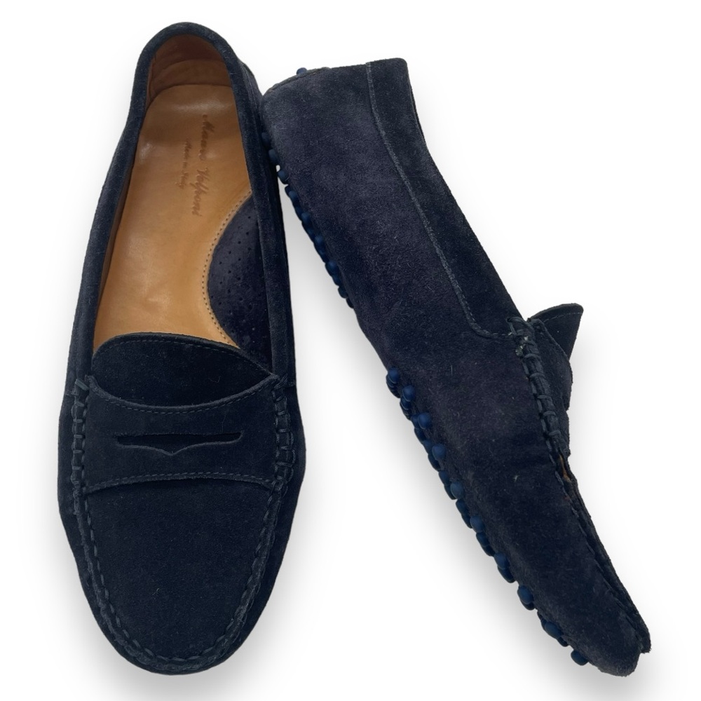 Elegant Men's Dark Blue Suede Loafers